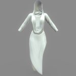 White Deep Cleavage Hooded Popstar Dress