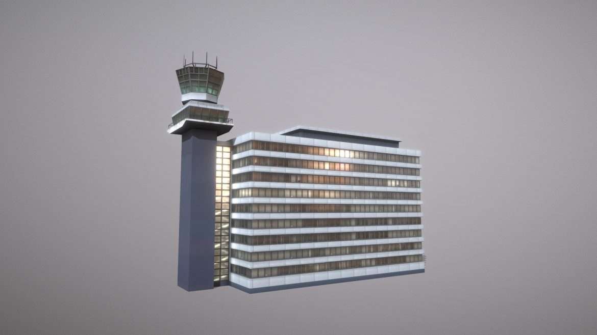 airport control tower eham building tower 3d model