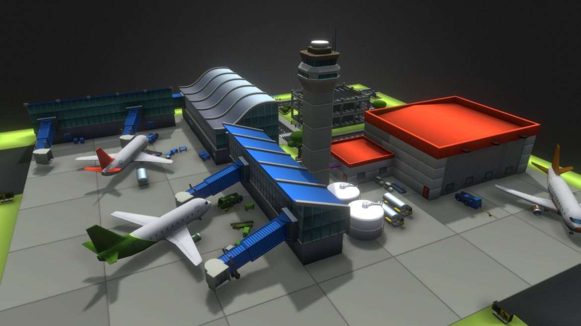 airport diorama kodiak set 3d model