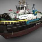 Smit Panther Tug 3d Model - Highly detailed 3D model of the Smit Panther ASD tugboat, showcasing its distinctive lines and newly added bridge interior.