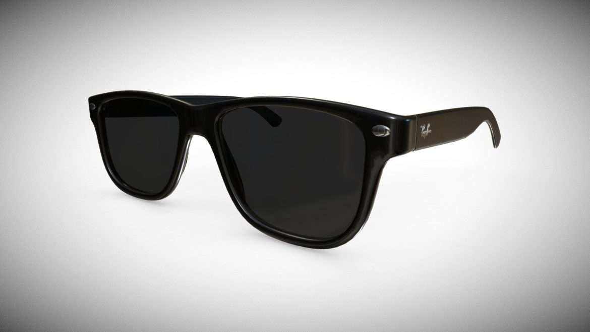 black rayban wayfarer glasses 3d model