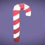 candy cane low poly 3d model