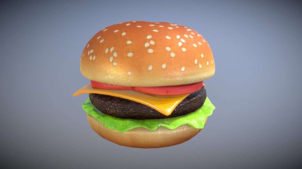 cartoon cheeseburger 3d model