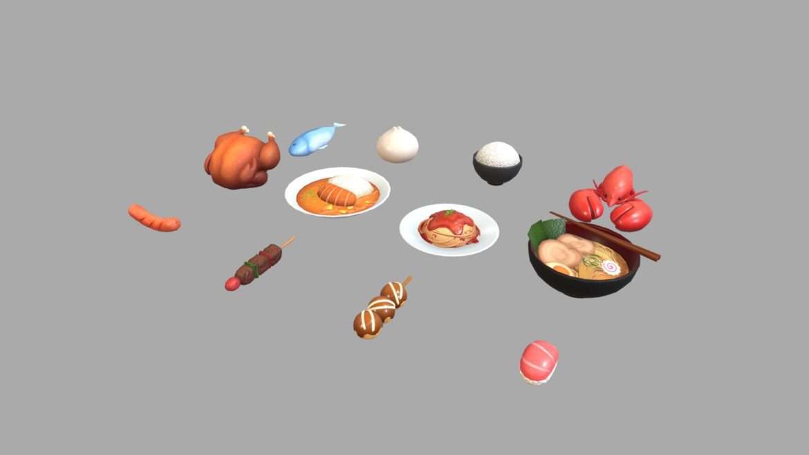 cartoon food pack 2 3d model