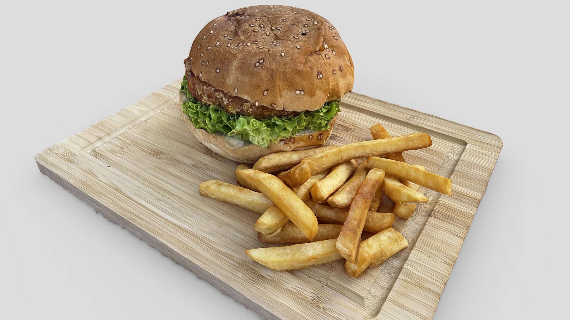 Chicken burger with french fries