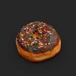 CHOCOLATE FROSTED DONUT (SPRINKLES) 3D MODEL