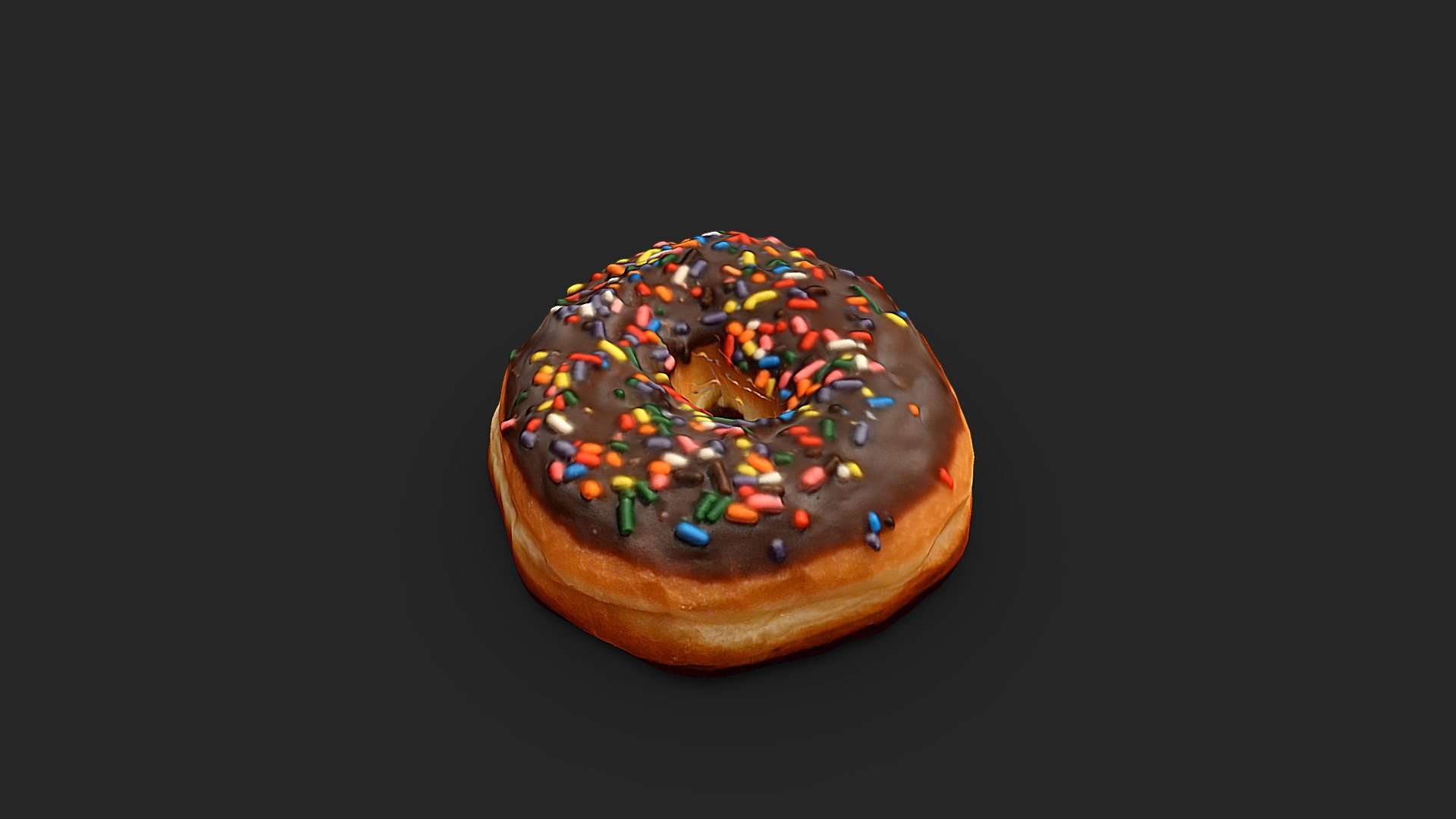 CHOCOLATE FROSTED DONUT (SPRINKLES) 3D MODEL