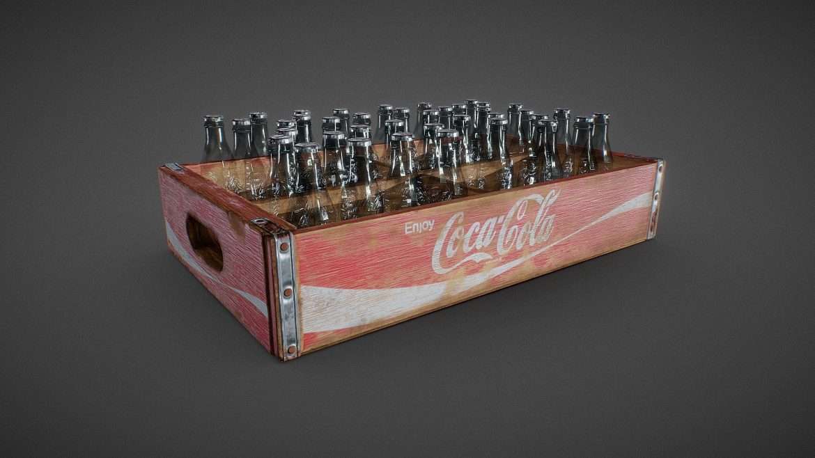 coca cola wooden crate low poly 3d model