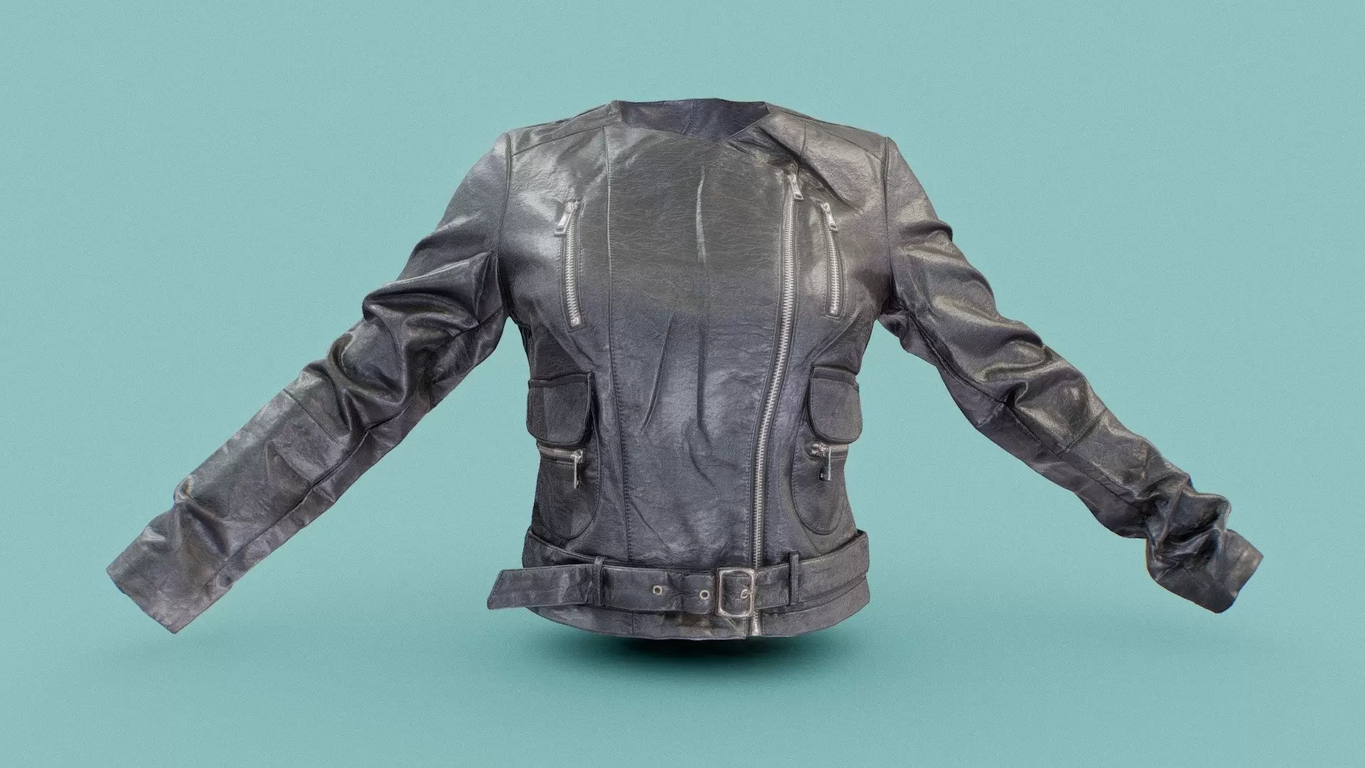 Collarless Leather Jacket