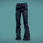 dark wide pants shiny trousers 3d model