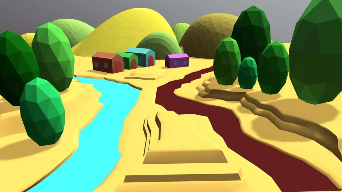 desert landscape lowpoly 3d model