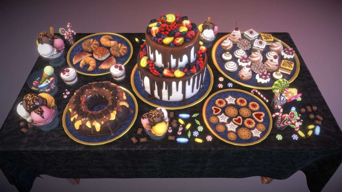 desserts and cakes 3d model