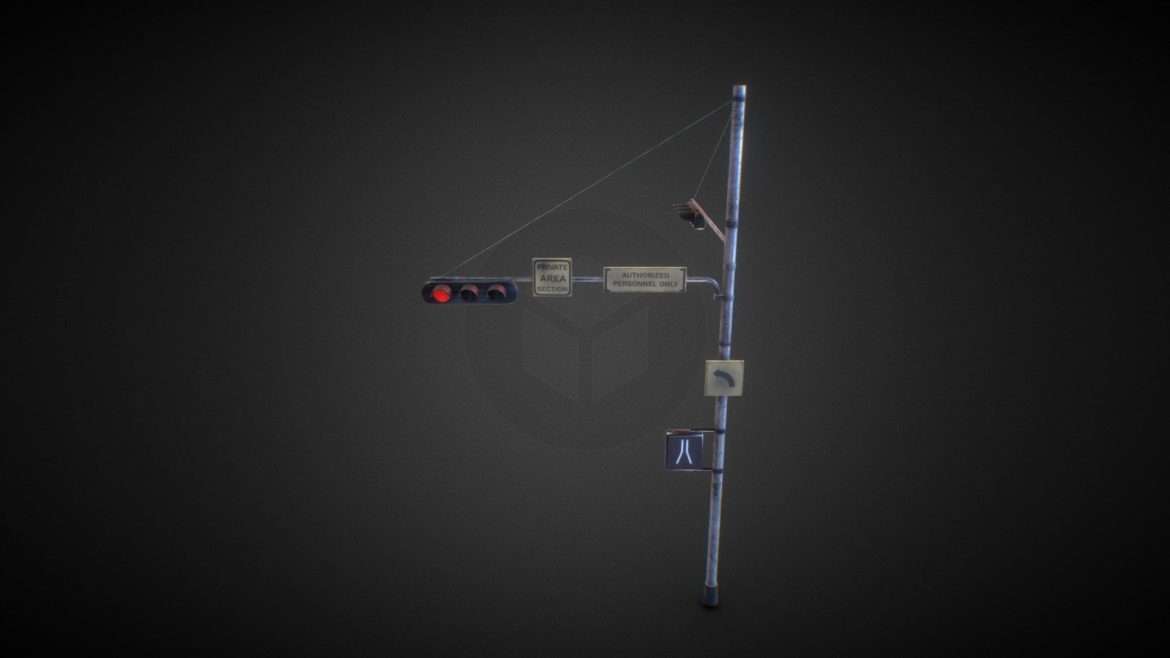 dirty traffic lights low poly 3d model