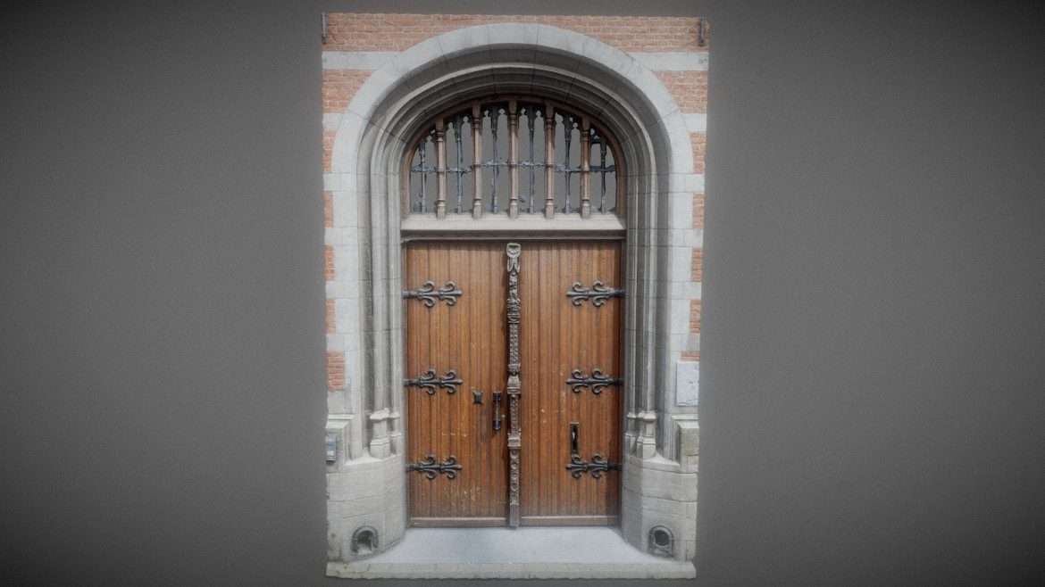 door wood historic rounded 3d model