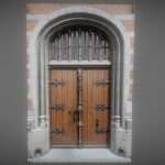 door wood historic rounded 3d model