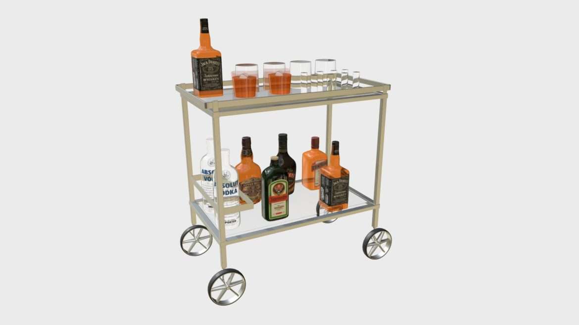 drinks trolley cart 2 3d model