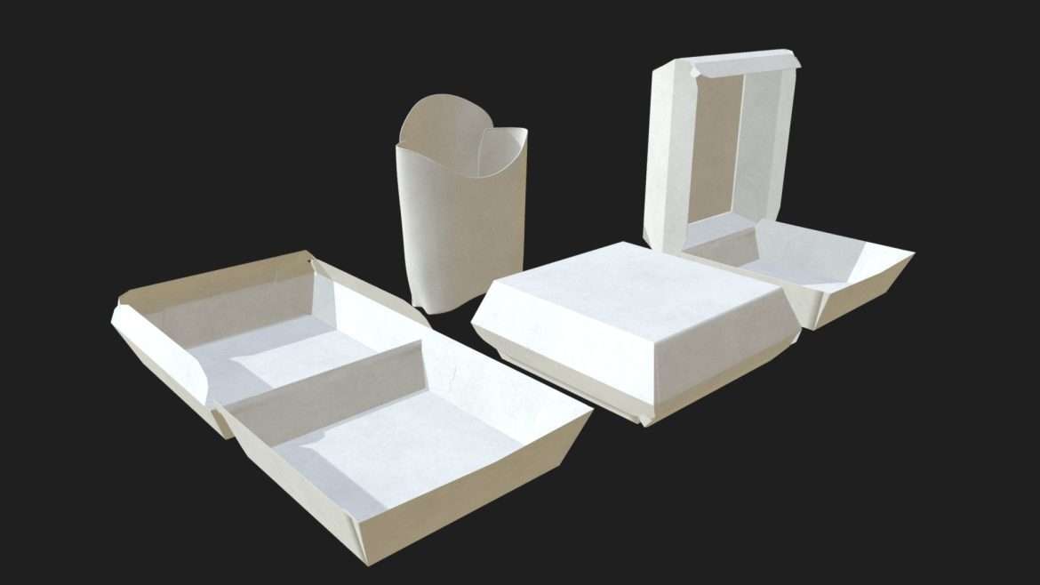 fast food empty packages 3d model