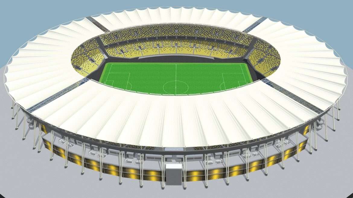 fictional old stadium 1 bowl with new roof 3d model