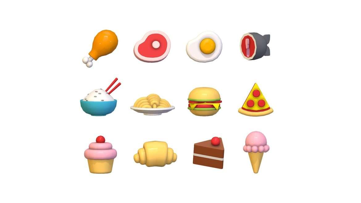 food icon set 3d model