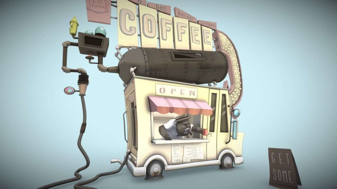 food street coffee vendor 3d model
