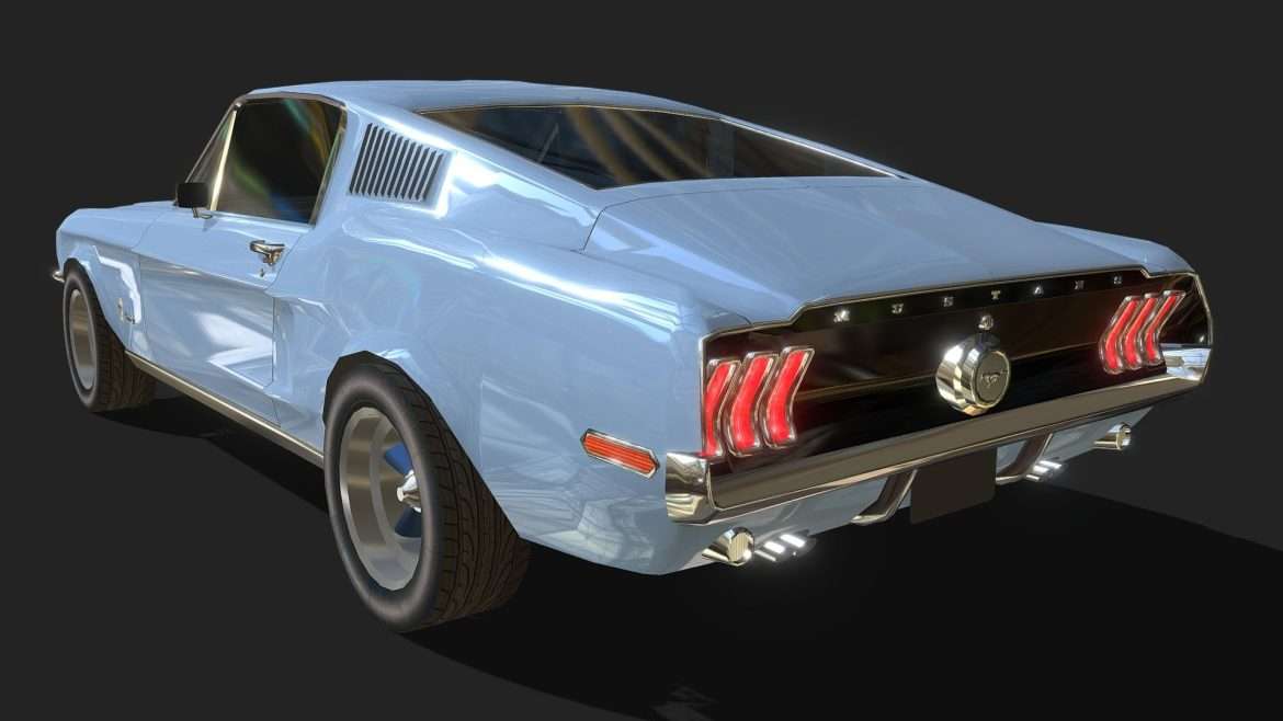 ford mustang 1968 low poly 3d model
