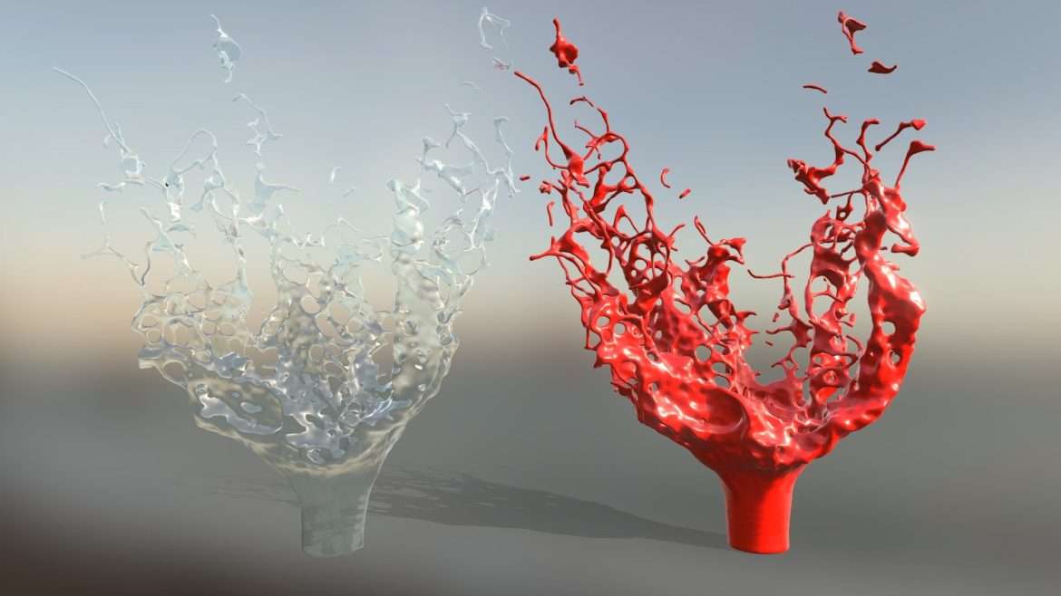 freeze water and paint splash 3d model