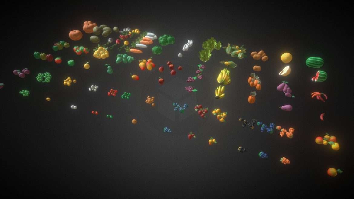 frutas y verduras 3d model