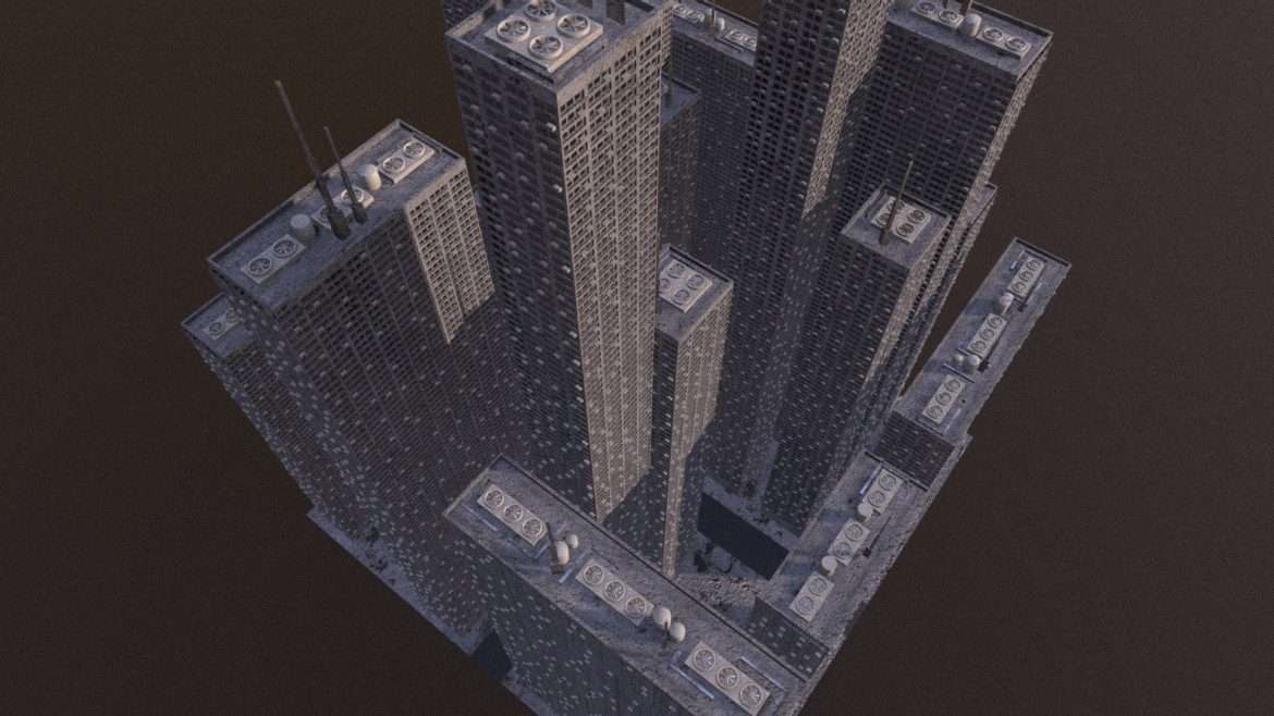 futuristic skyscrapers blocks 3d model