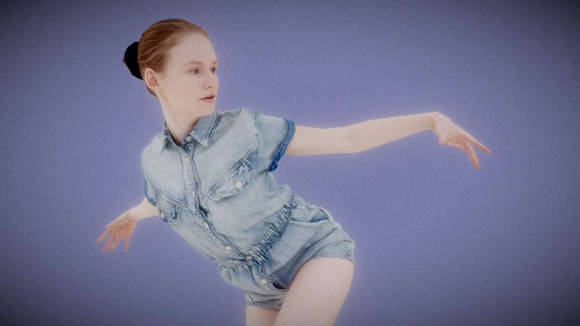 girl dancing in jeans mini salopet 009 3d model