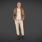 Girl in Brown Leather Jacket and Jeans