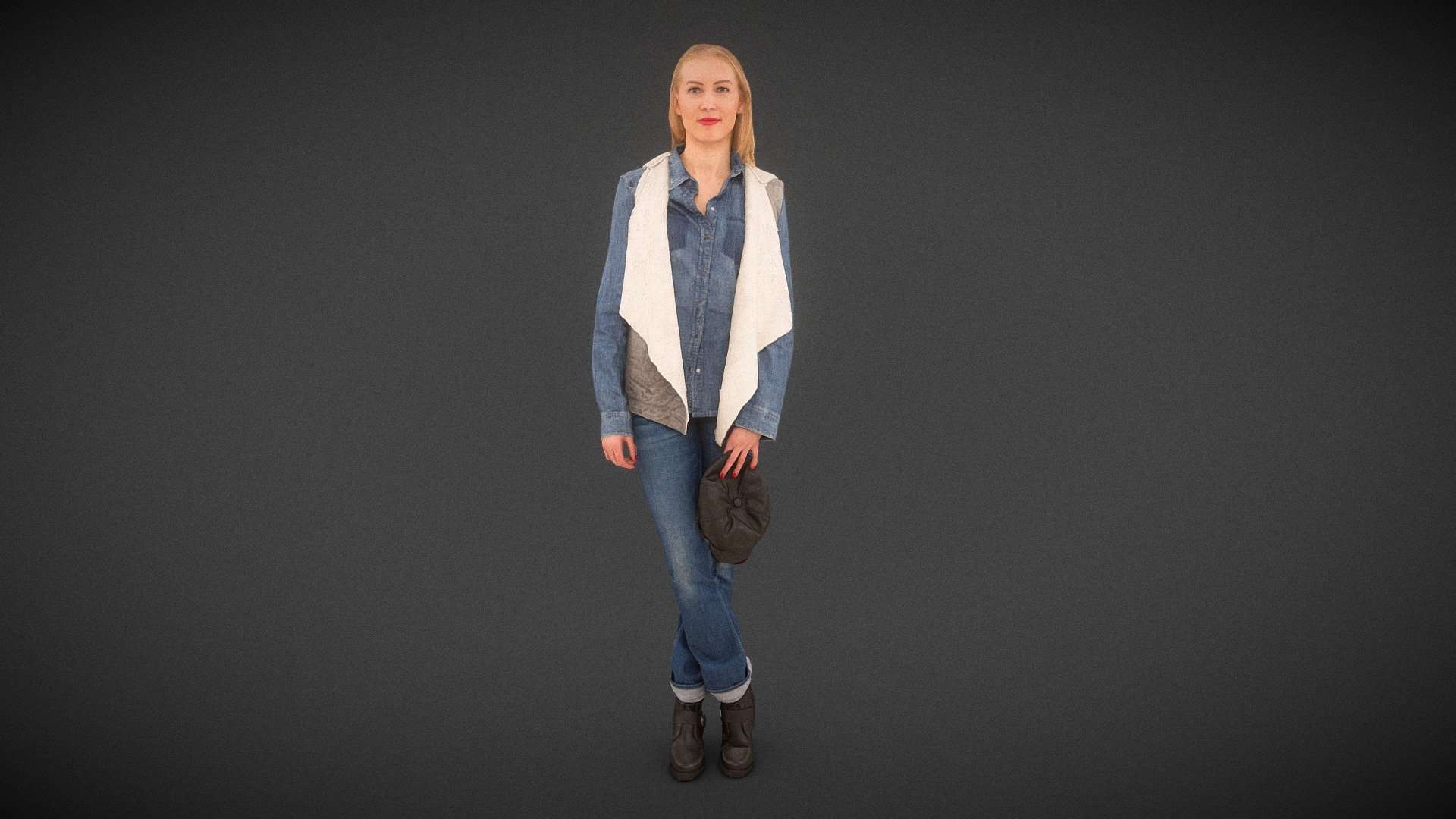 Girl in Jeans Outfit holding Cap