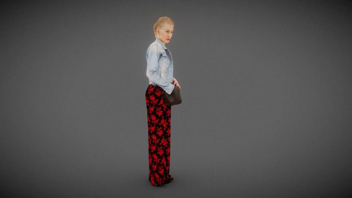girl reaching in purse 3d model