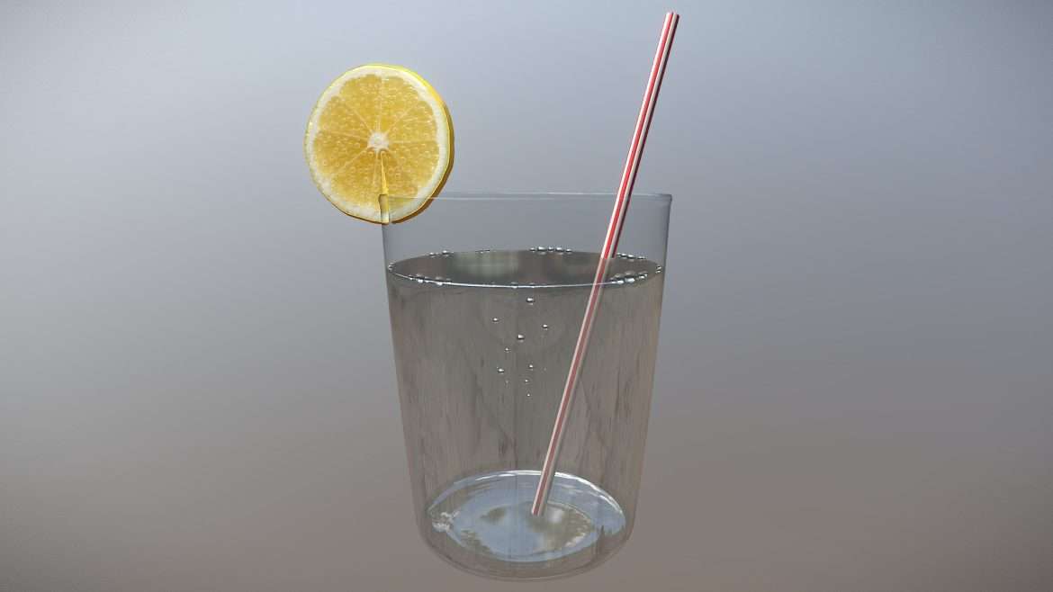 glass of water with lemon 3d model
