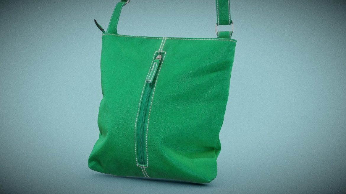 green leather shoulderbag 3d model
