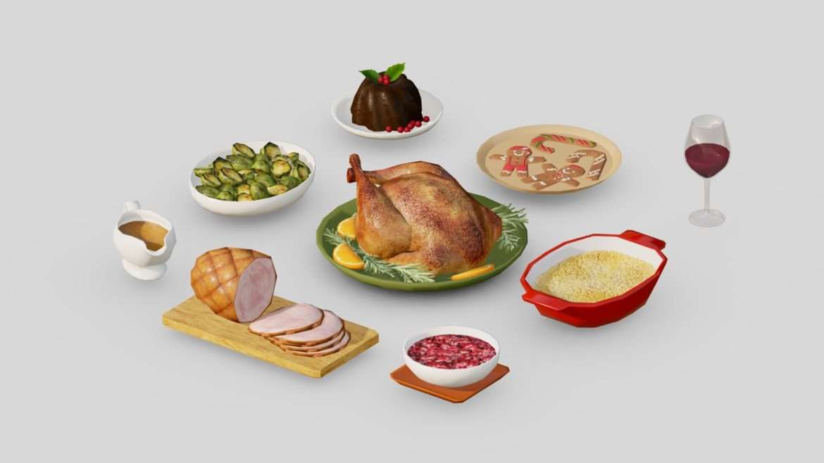 holiday foods low poly g37 3d model