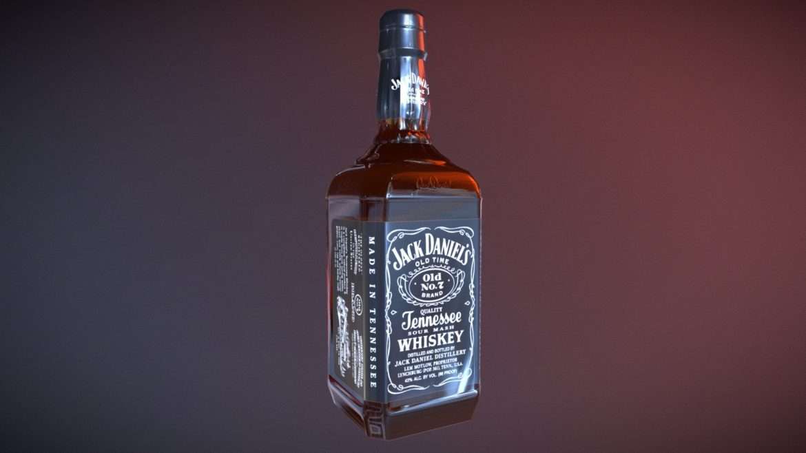 jack daniels bottle medium poly 3d model