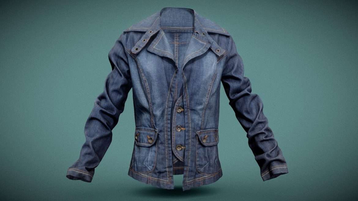 jeans jacket stylish decorated 3d model