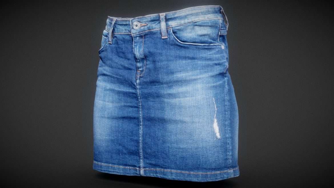 jeans mini skirt worn 3d model