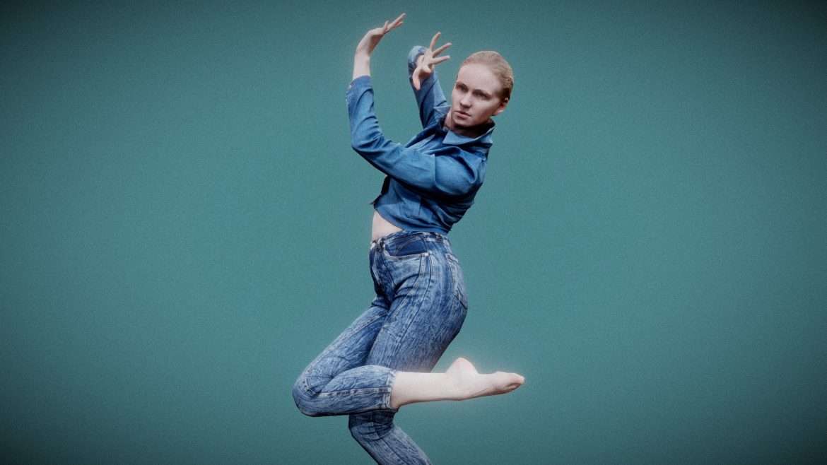 jeans pants girl dancing 3d model