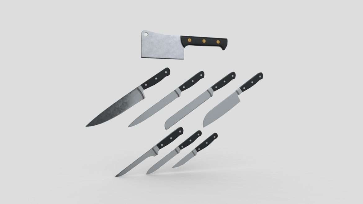 kitchen knife pack 3d model