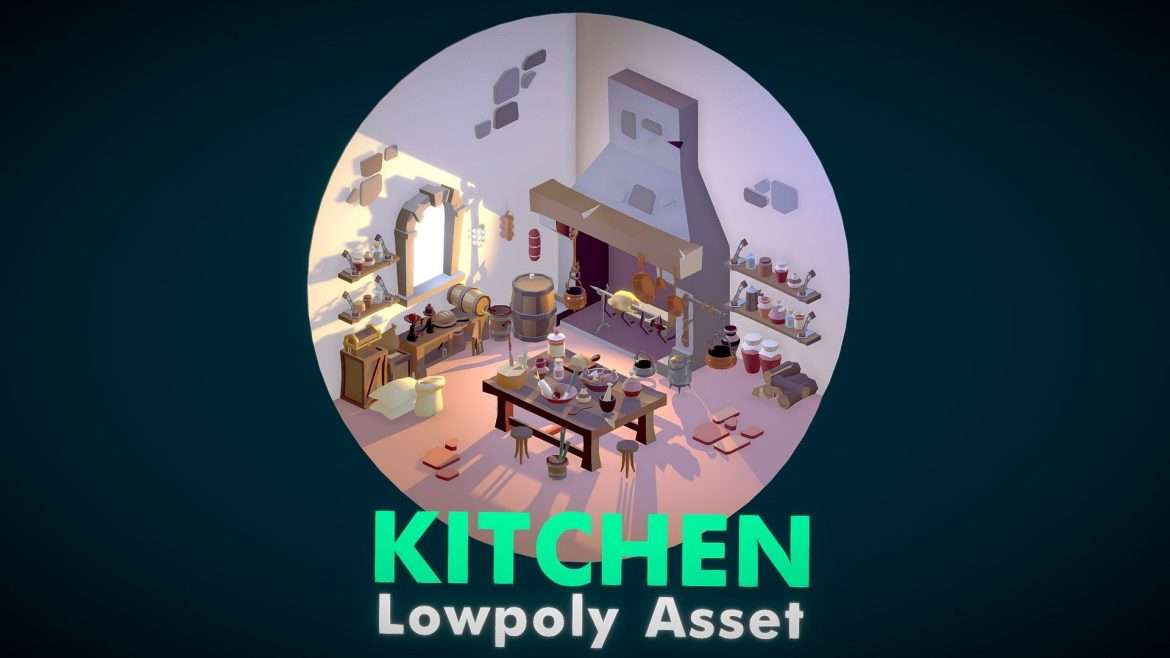 kitchen lowpoly asset pack 3d model