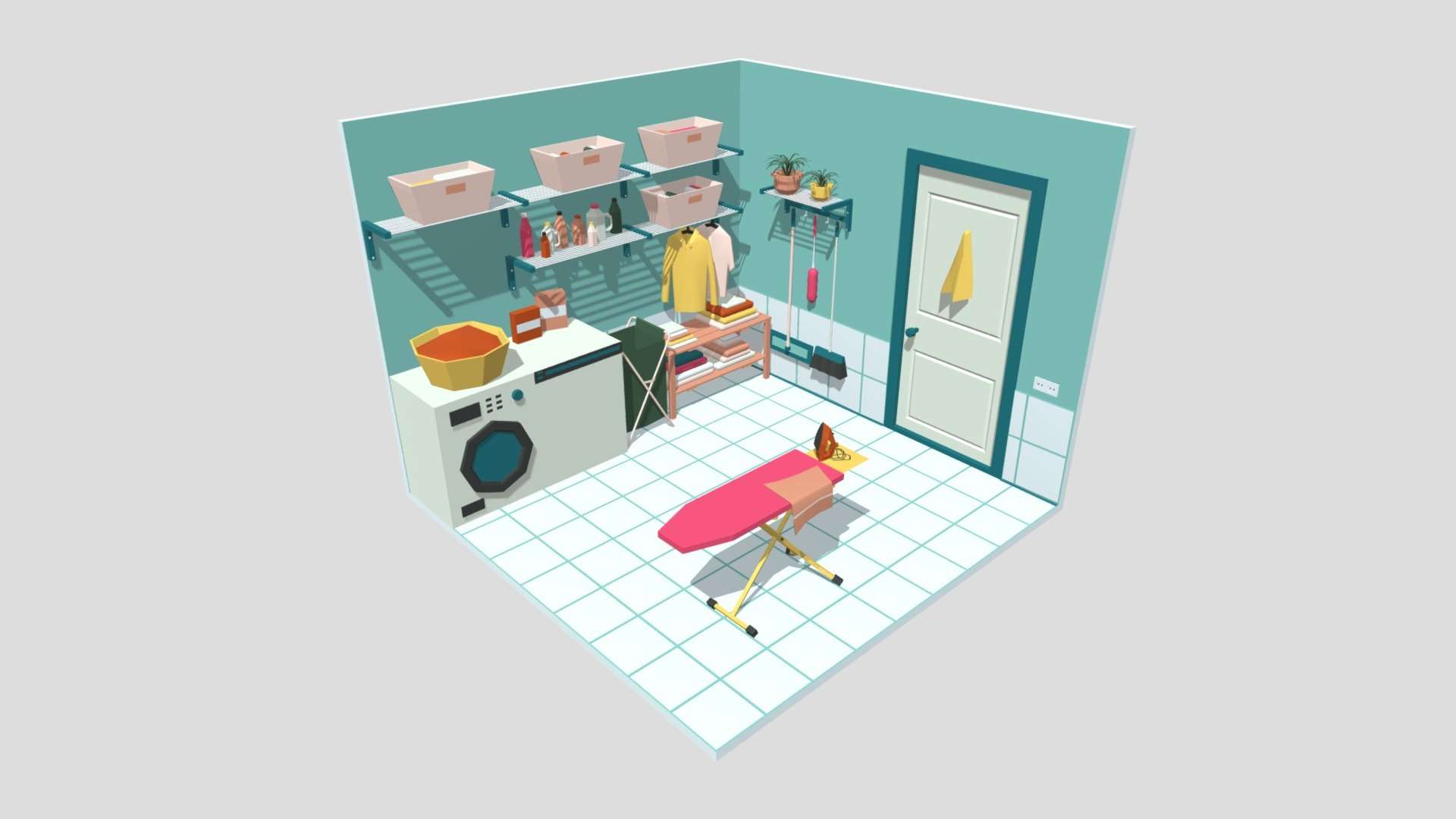 Laundry Room 10 Low-poly 3D model