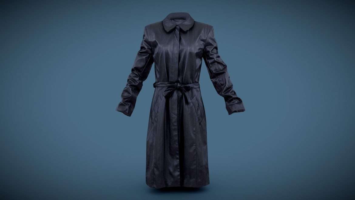 leather underworld coat closed 3d model