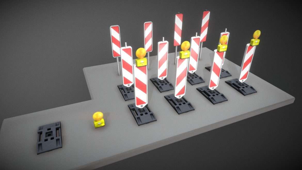 leitbaken und sicherheitsbaken pack 3d model
