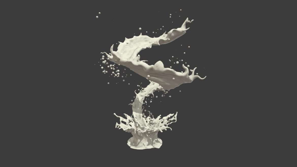 Liquid Spiral 3d Model - Dynamic liquid spiral splash 3D model, high-resolution fluid art for advertising and graphic design projects