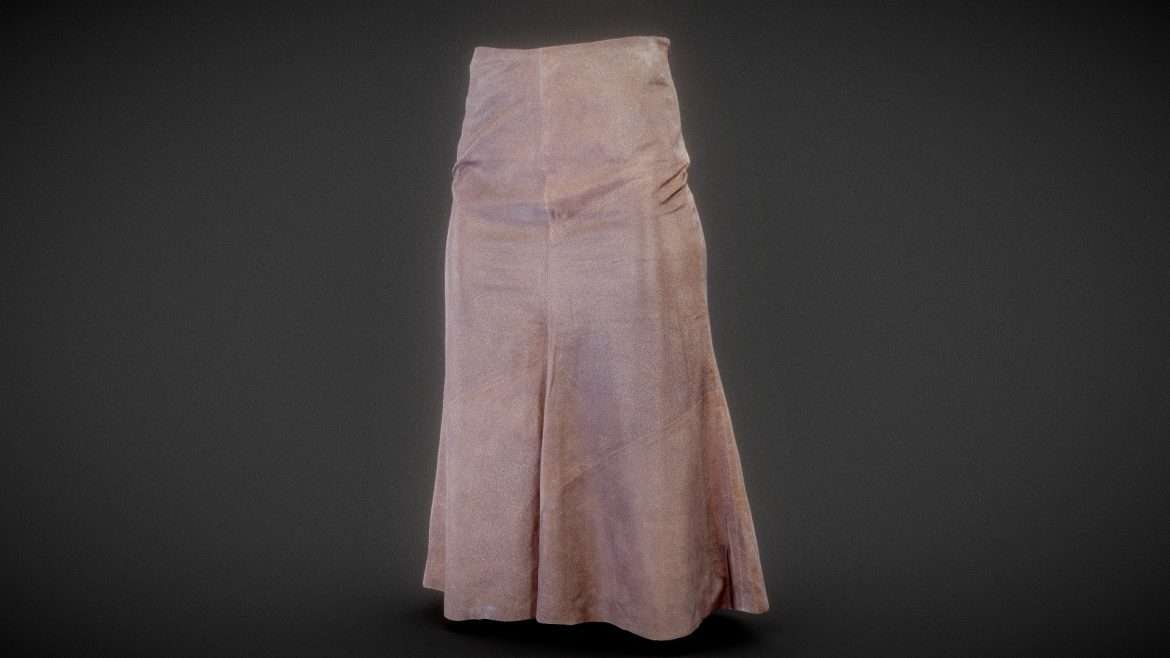long brown leather skirt 3d model