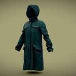 long green coat hoodie 3d model