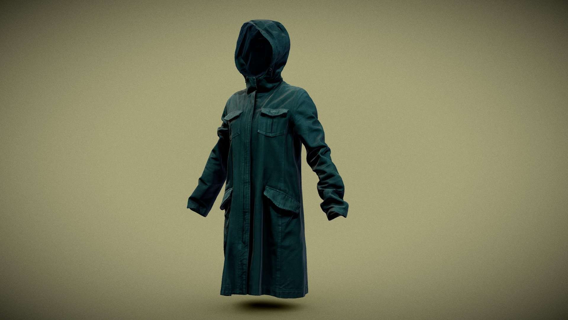 Long Green Coat Hoodie