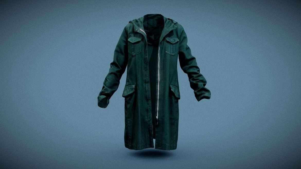 long green coat open 3d model