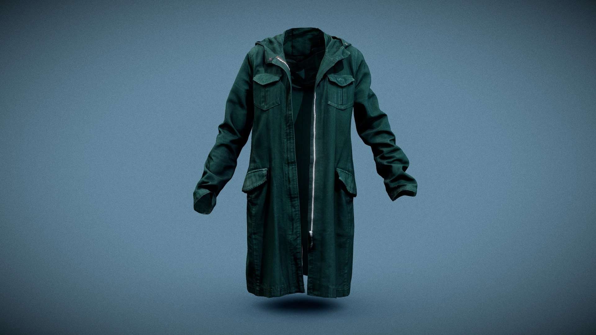 Long Green Coat Open